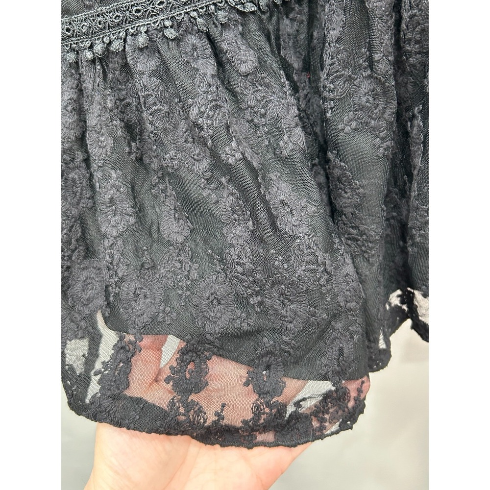 Cider Blouse Womens 1X Black Lace Sheer Peplum Gothic Dark Romantic Whimsigoth - Picture 3 of 10